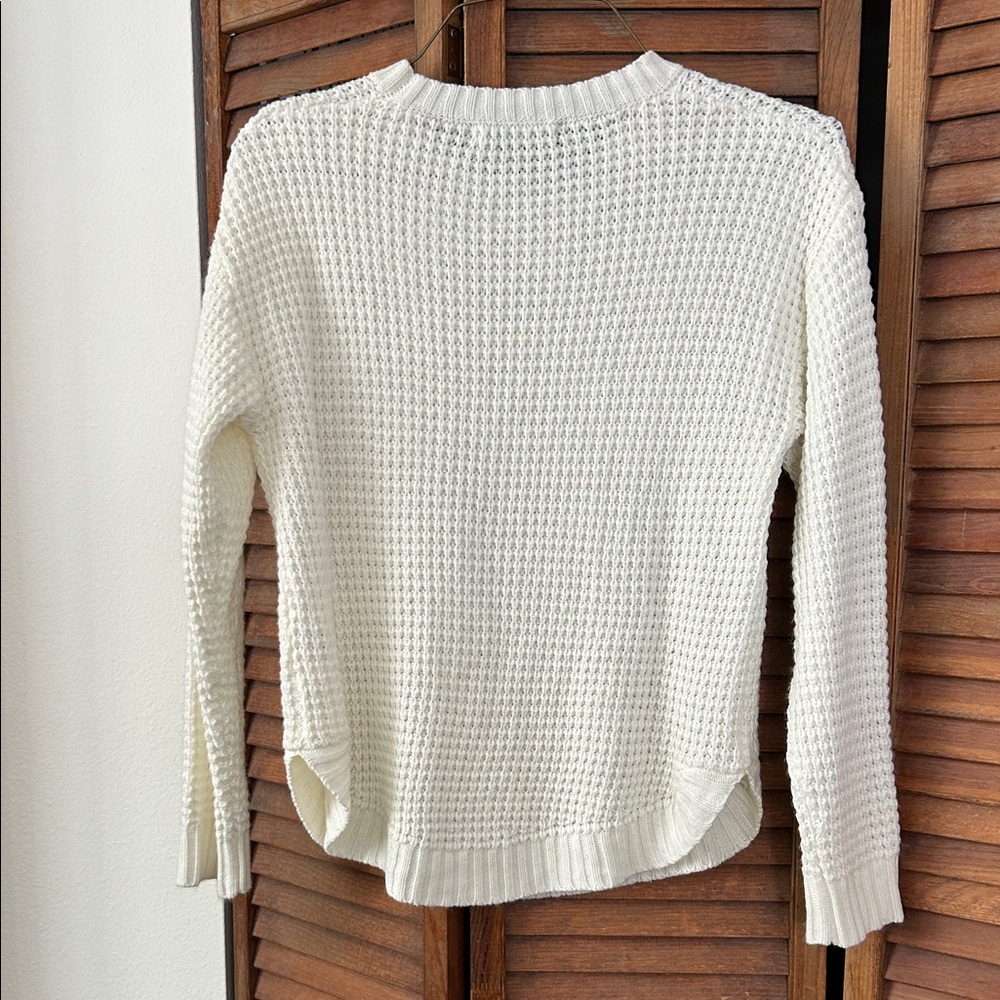 Classic Waffle Knit Off-White Sweater - Picture 2 of 3